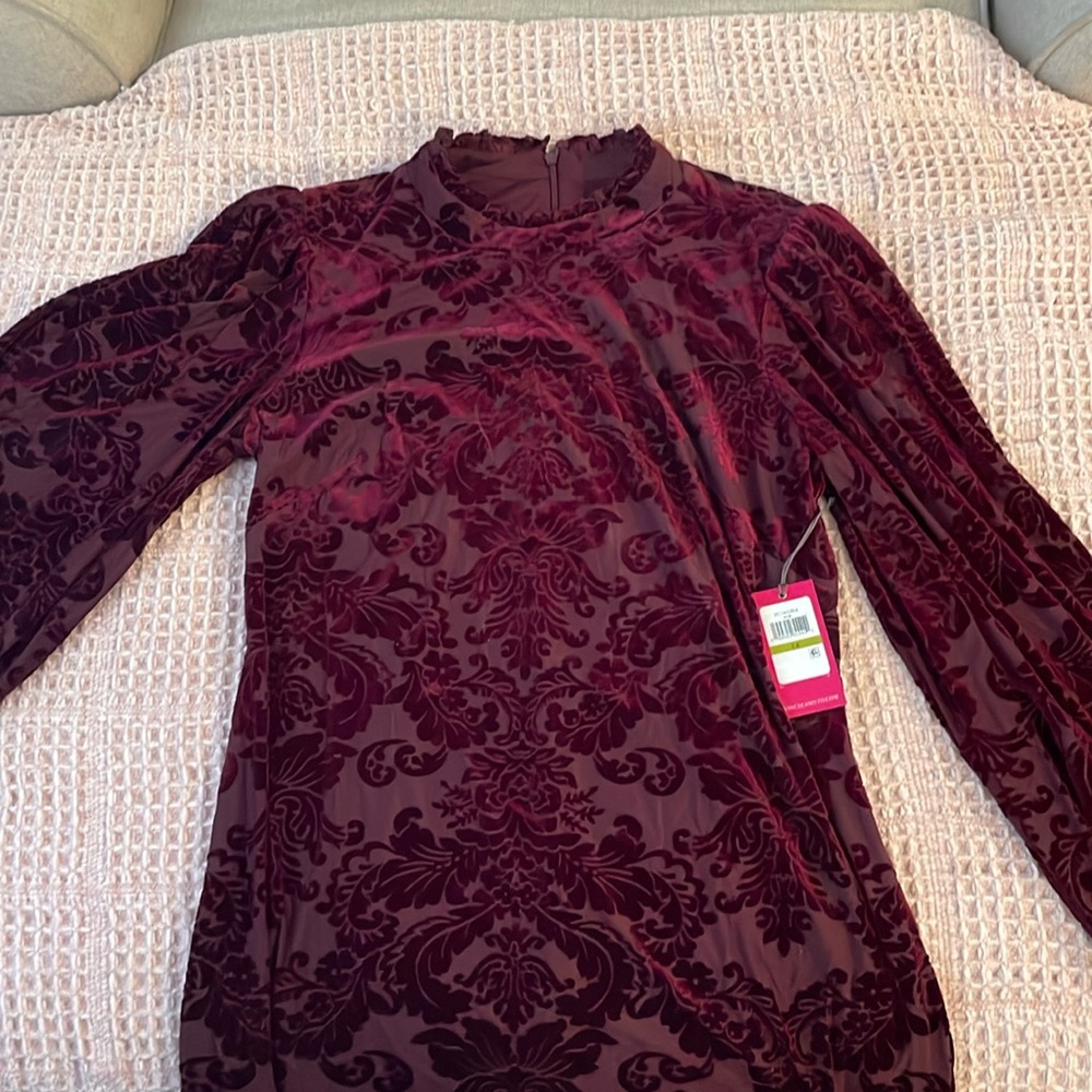 Velvet Maroon, knee length dress.